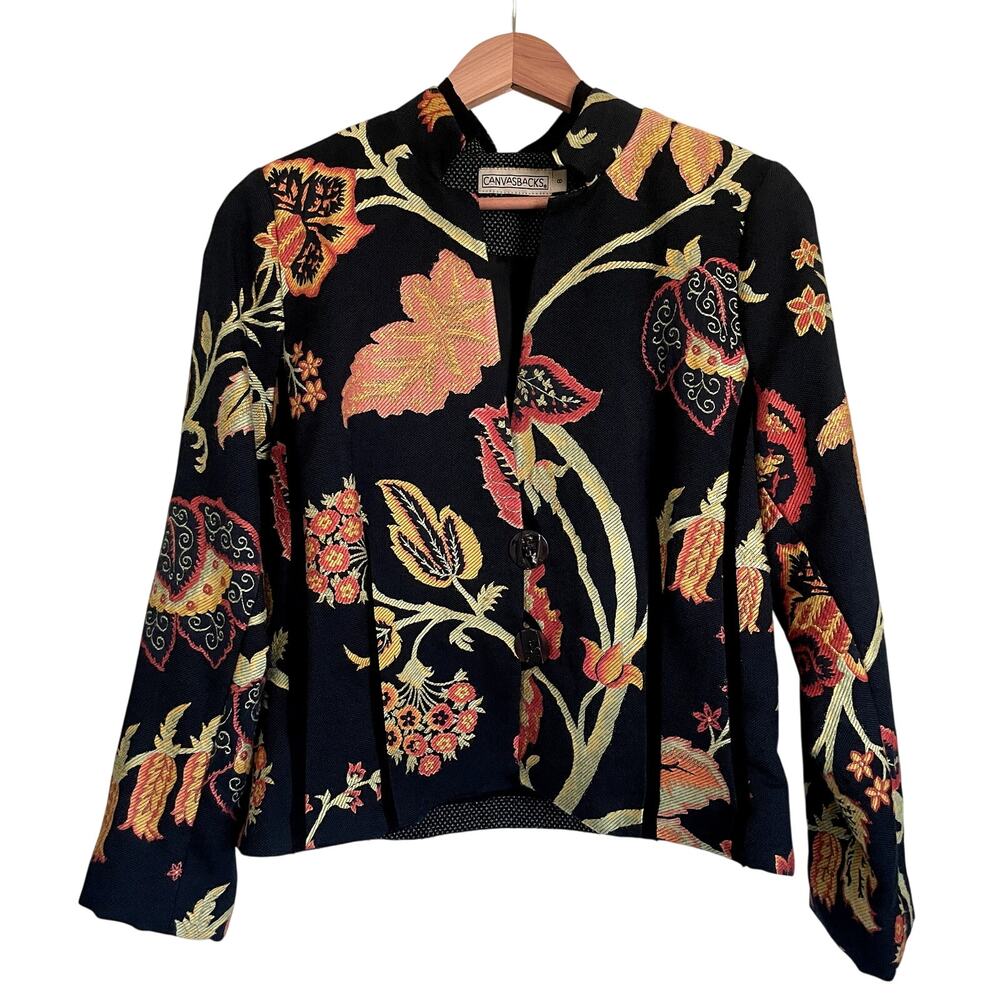 Vintage Canvasbacks Women's Floral Print Wool Blend Blazer Size 8